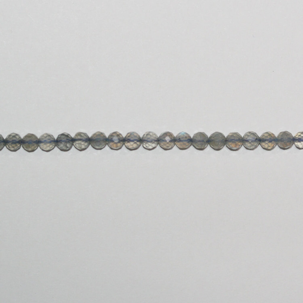 Perles rondes à facettes en labradorite de 15 pouces, 4 mm, fil de 39 cm.