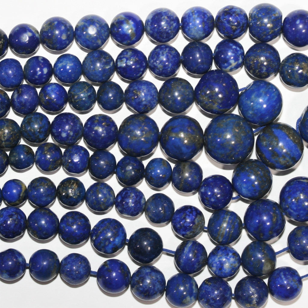 Cuentas redondas lisas graduadas de lapislázuli de 16", 5-11 mm. Aprox. - Hilo de 42 cm.