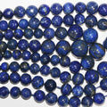 Cuentas redondas lisas graduadas de lapislázuli de 16", 5-11 mm. Aprox. - Hilo de 42 cm.