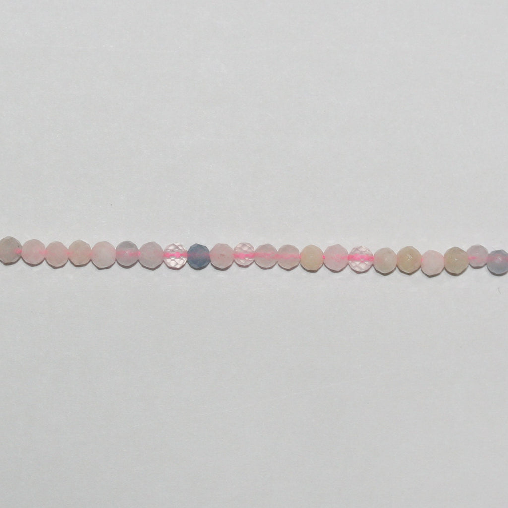 Perles rondes à facettes en morganite de St, 3,5 mm, 15 pouces (38 cm) - Fil de 39 cm