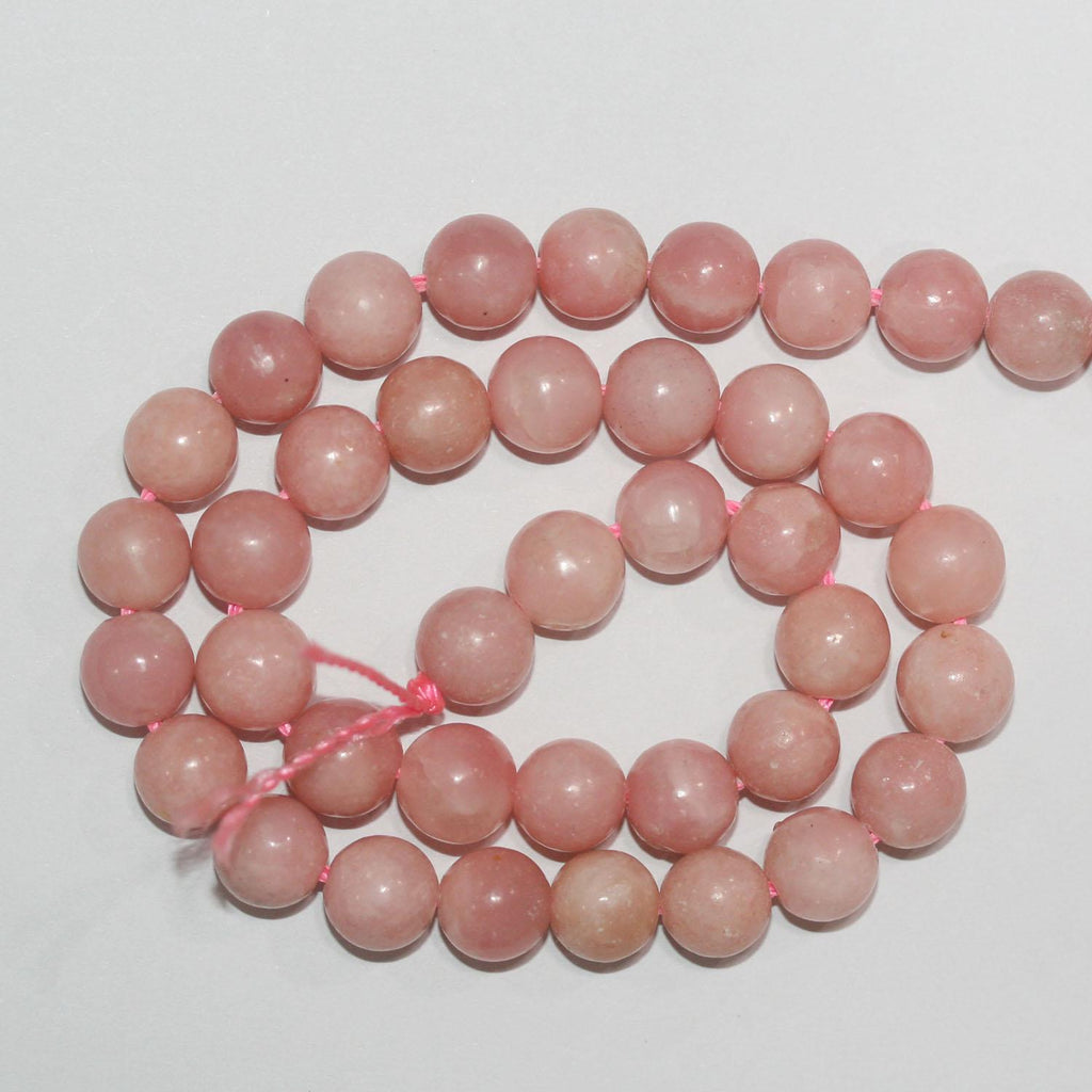 Cuentas redondas lisas de ópalo rosa de 16" (12 mm) - Hilo de 40 cm