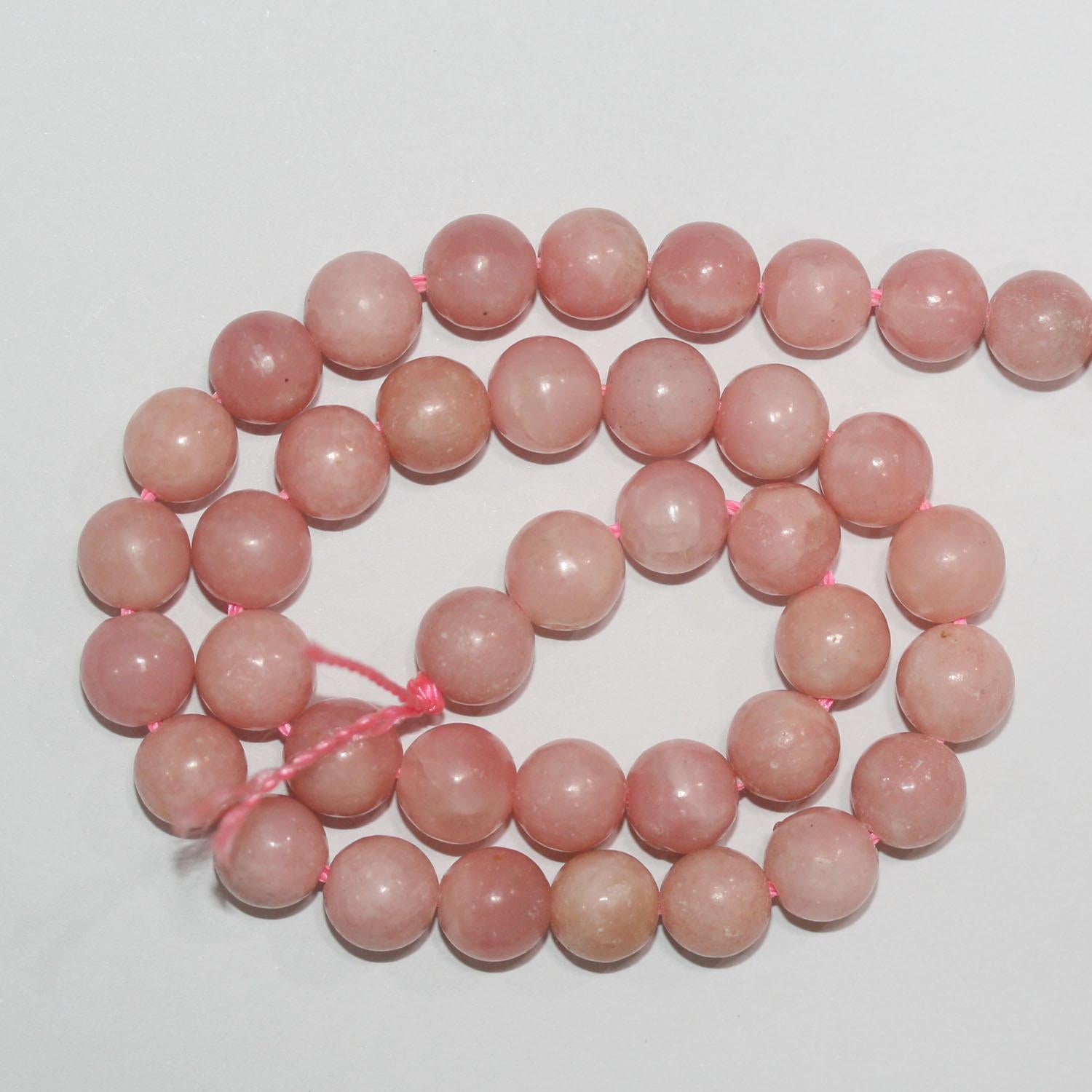 Cuentas redondas lisas de ópalo rosa de 16" (12 mm) - Hilo de 40 cm