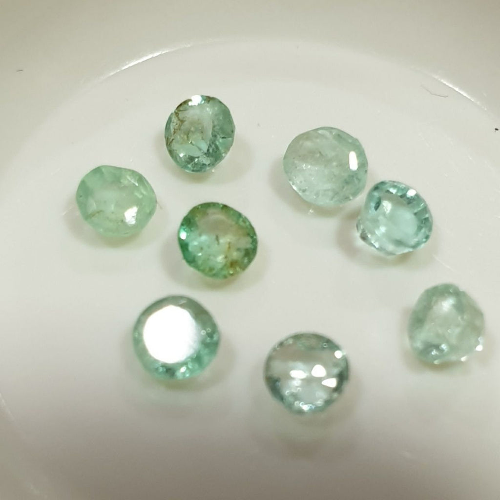 Lot de 8 émeraudes rondes à facettes de 3,5 mm - Pierres précieuses en vrac - Prix de gros - Gemmes naturelles