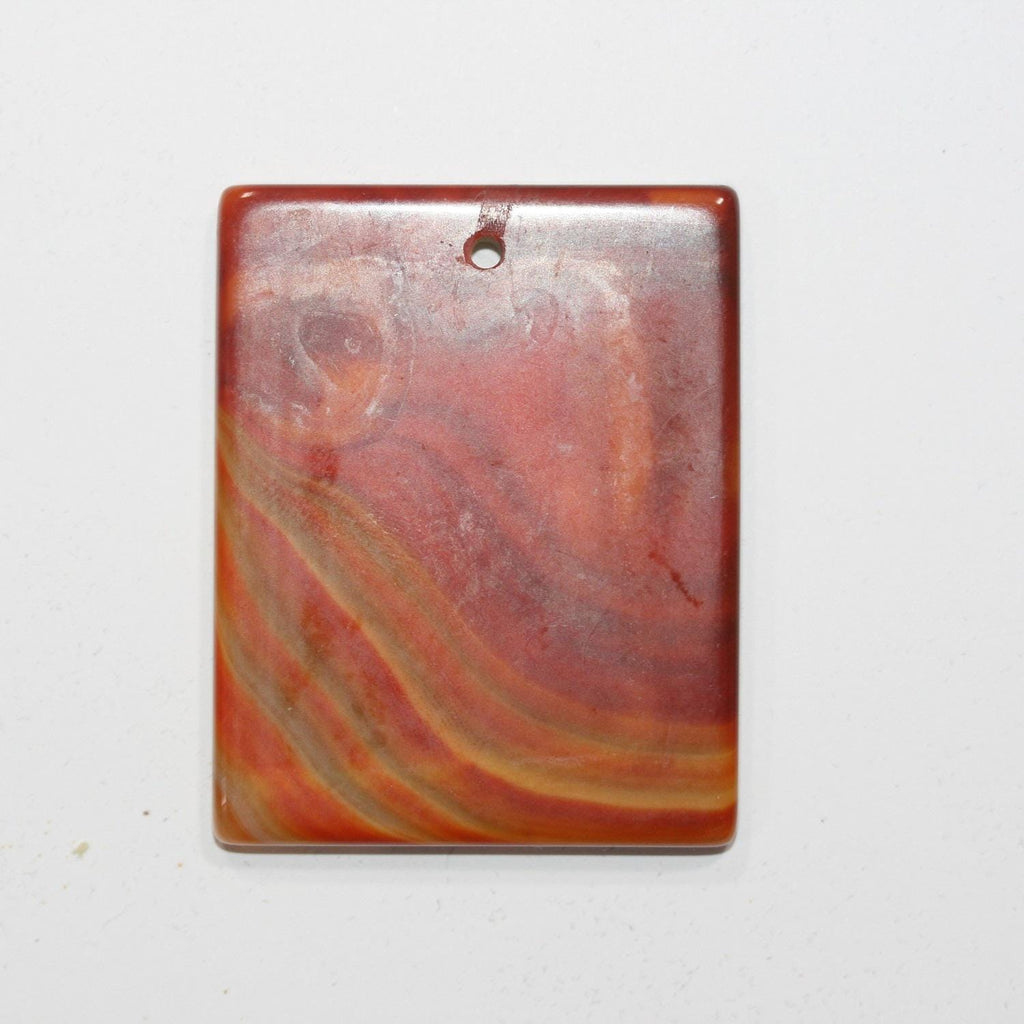 Pendentif en agate orange, forme rectangulaire lisse et plate, 50 x 40 mm. - Réf. 14812