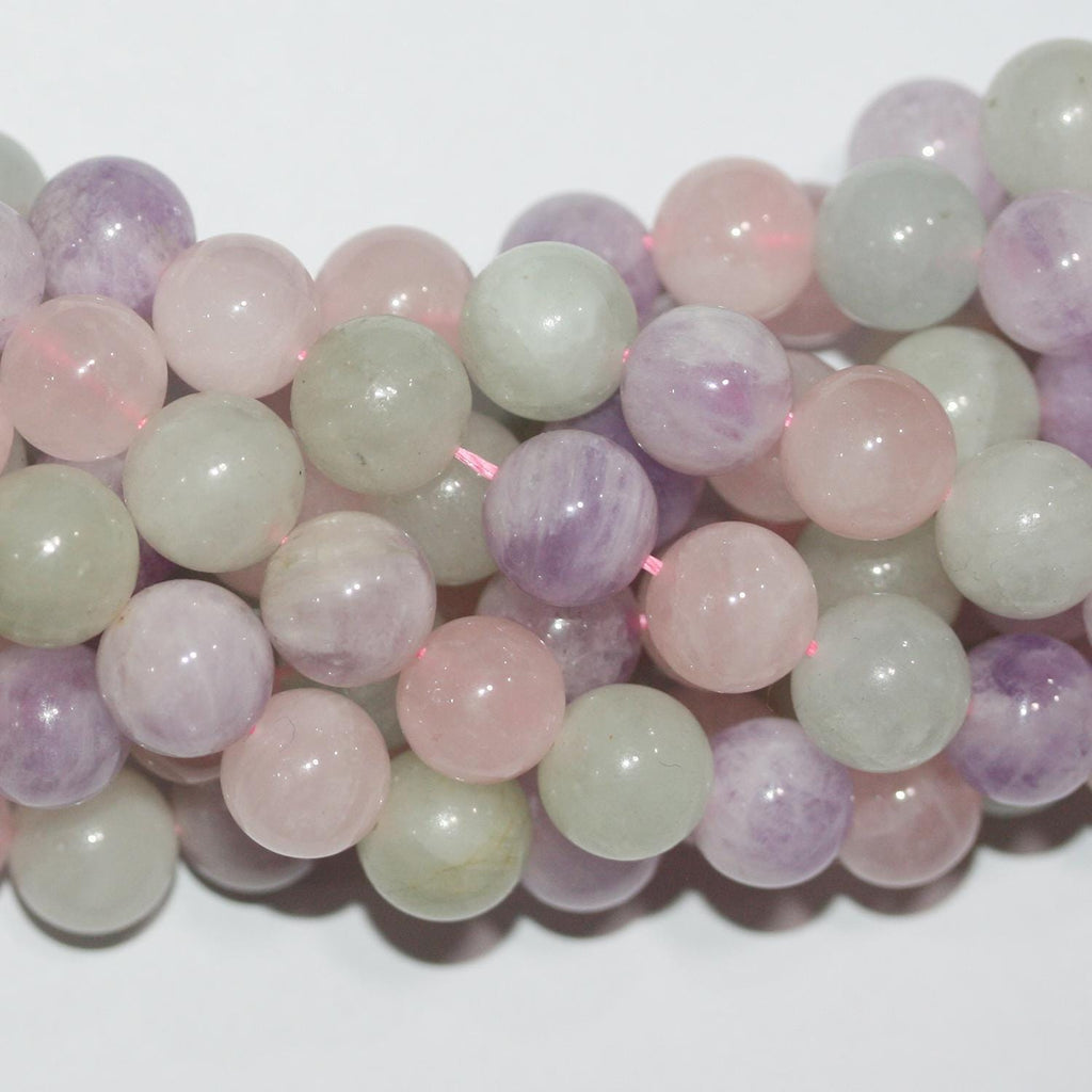 Perles rondes lisses en quartz mélangé, 8 mm, 40 cm (16 pouces).