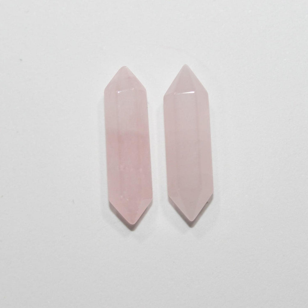 Pendentif en quartz rose à facettes sans perçage (1 paire) 17 x 4 mm - Réf. 14820
