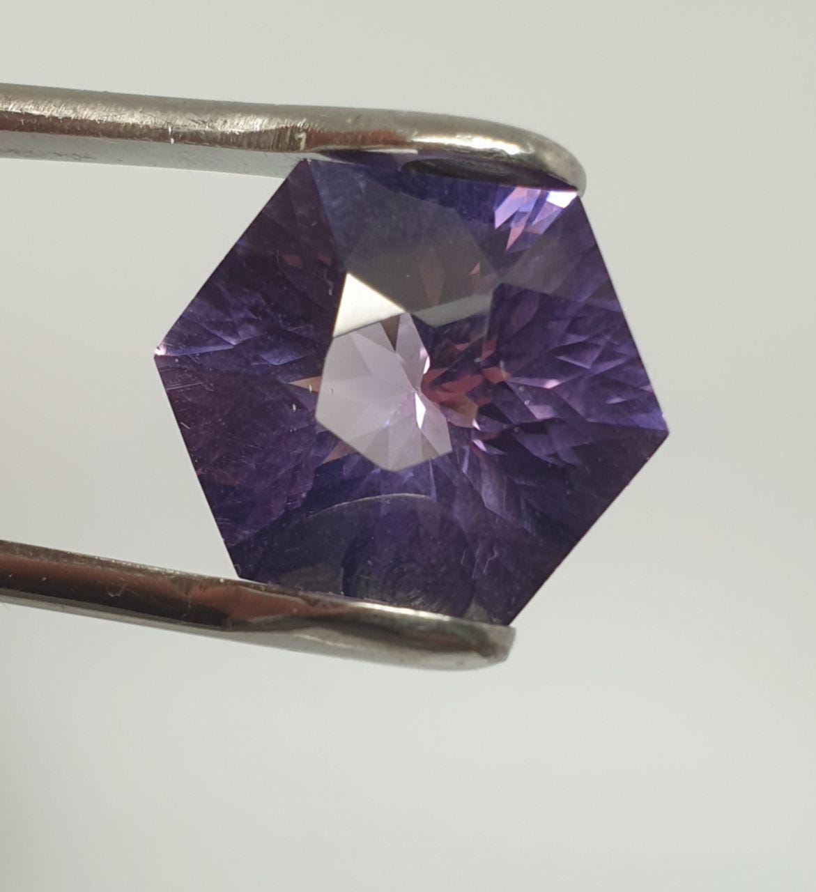 Fancy Cut Amethyst Faceted Hexagon  15x14mm. (12.1ct.) - One Of A kind- Fancy Cut Amethyst- Natural Stones For Jewelry