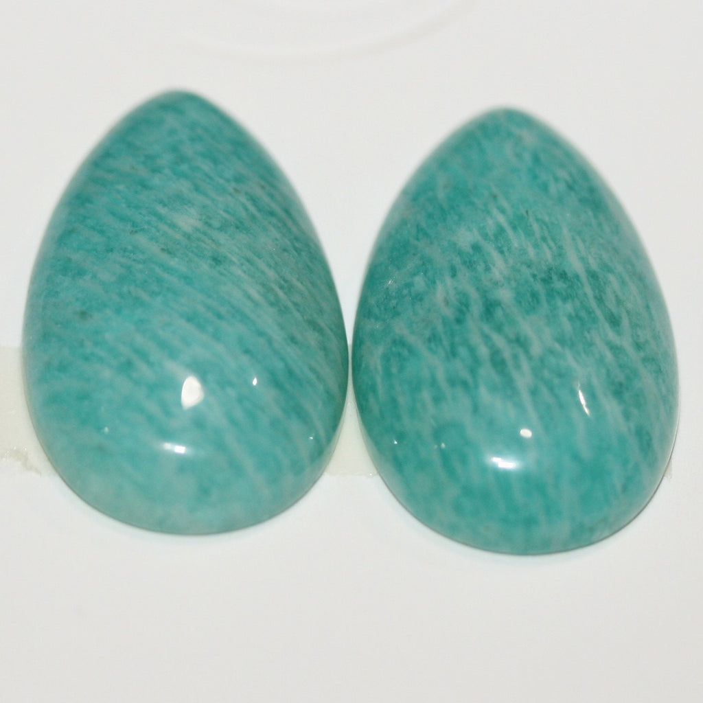 Lote de 2 cabujones de amazonita lisos de 30 x 18 mm. (2 uds.)