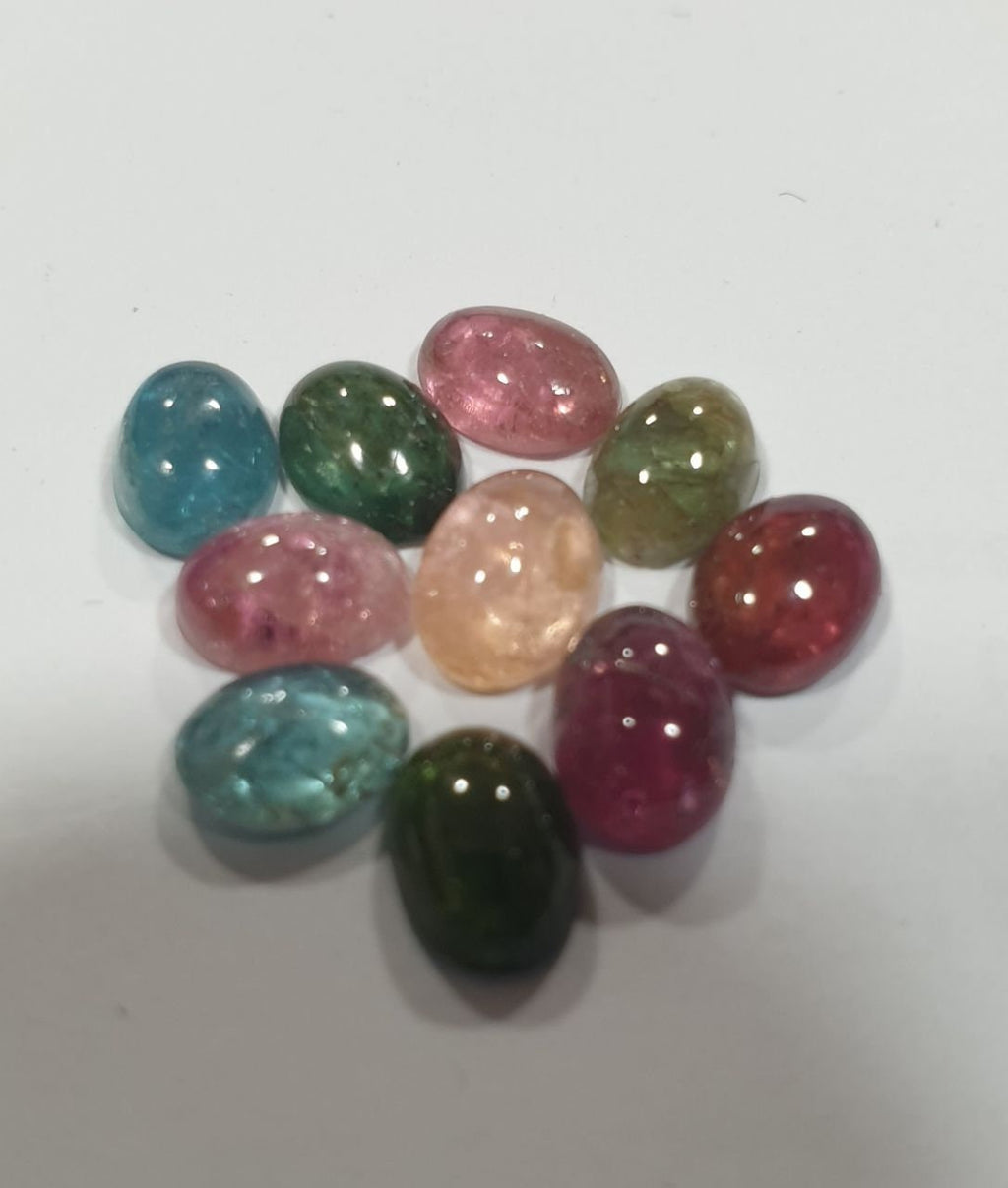 Tourmaline Lot Oval Cabochons 7x5mm.- (10pcs)  -Gemstone Parcels-Loose Stones Wholesale Price-Natural Gems
