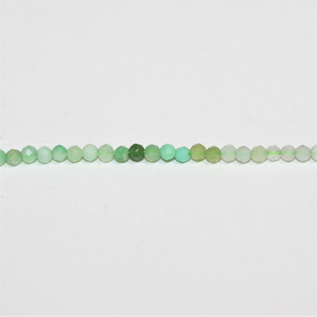 16" Cuentas Redondas Facetadas de Crisoprasa Santa 2mm.-Hilo 40cm.