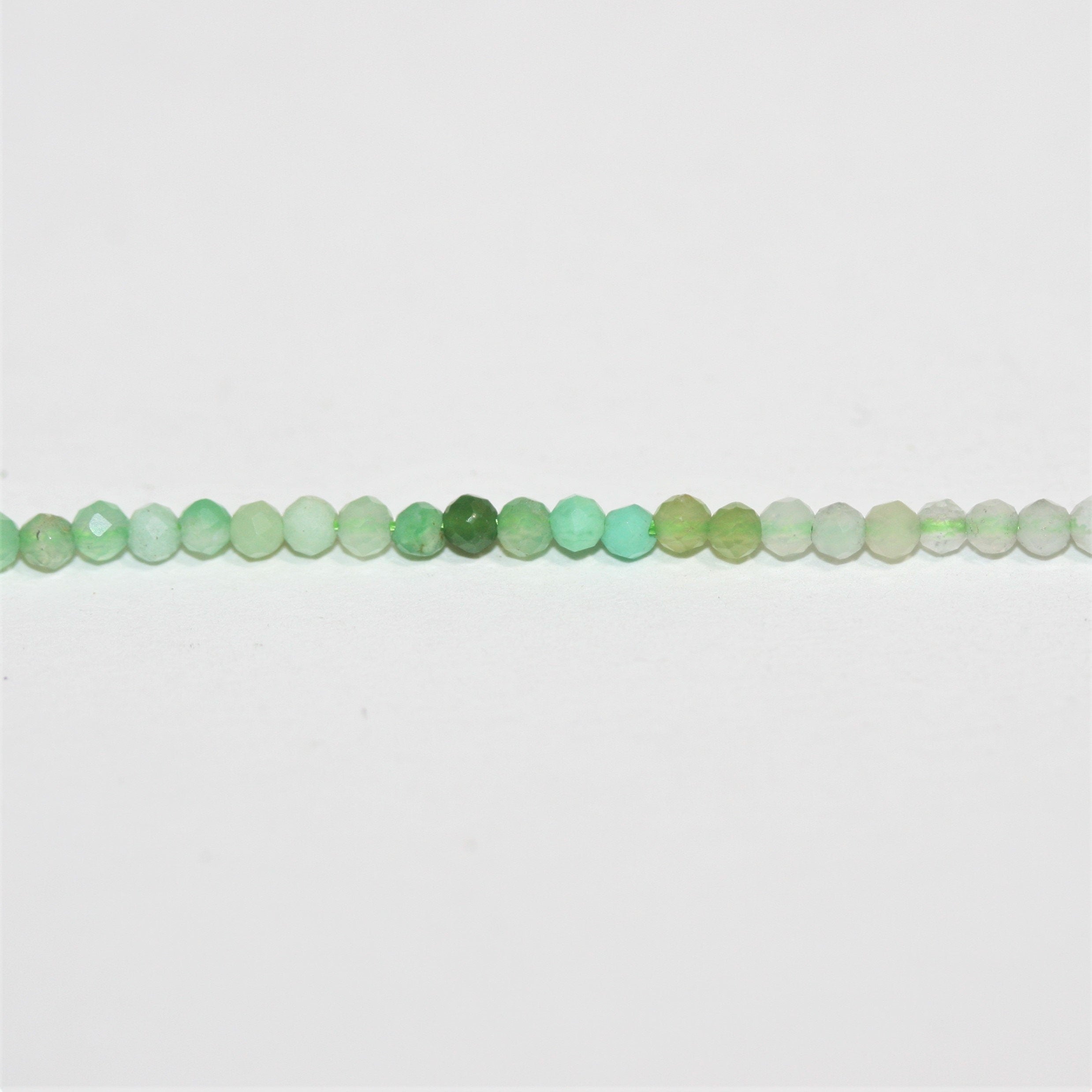 16" Cuentas Redondas Facetadas de Crisoprasa Santa 2mm.-Hilo 40cm.
