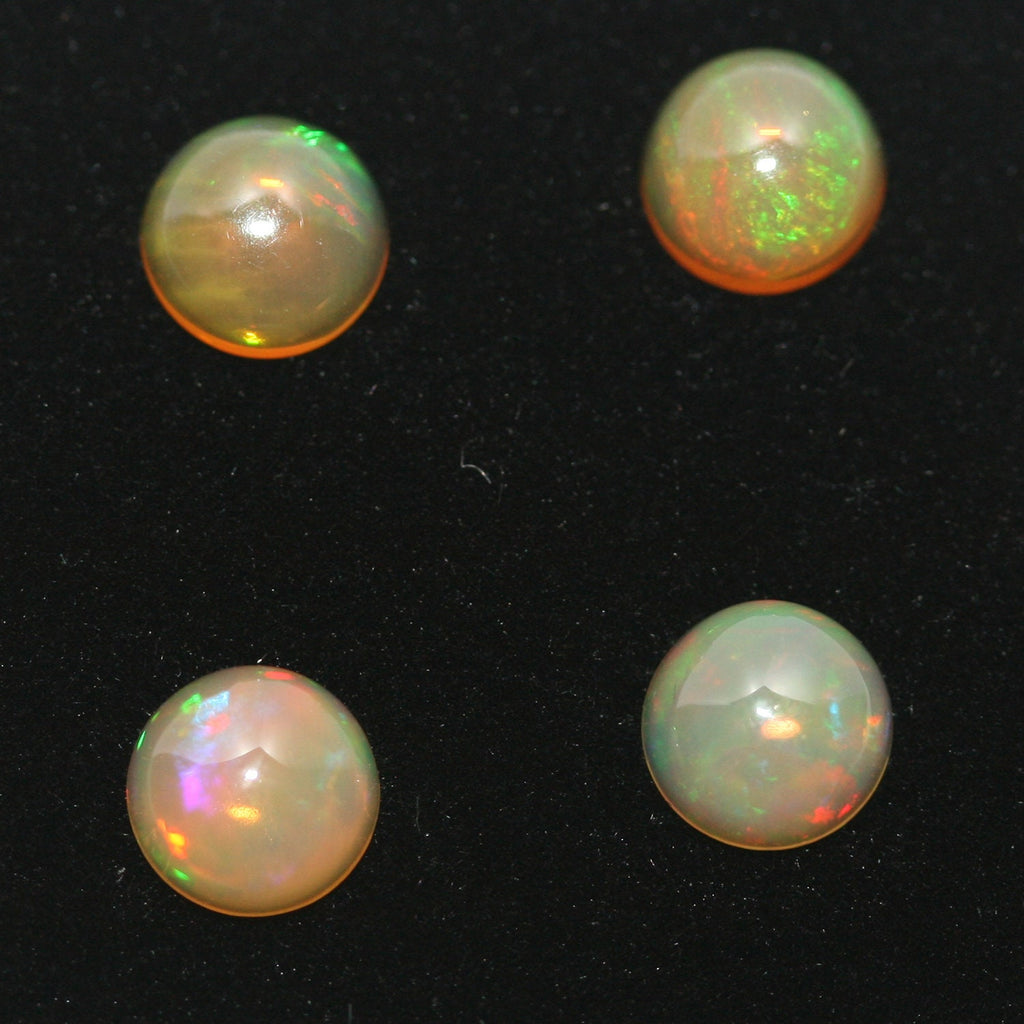 Ethiopian Opal Lot Round Cabochon 6mm. (4pcs)  -Gemstone Parcels-Loose Stones Wholesale Price