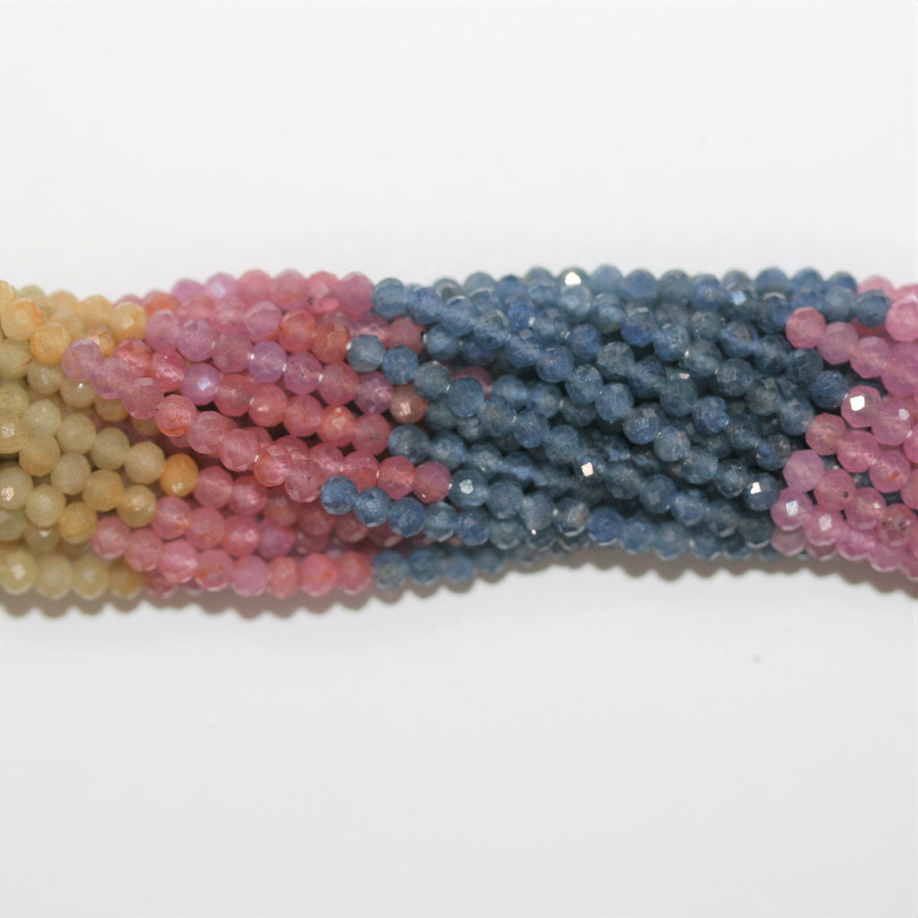 13" St Ruby-Sapphire Faceted Rondelle Beads 3x2.5mm.-Strand 33cm.