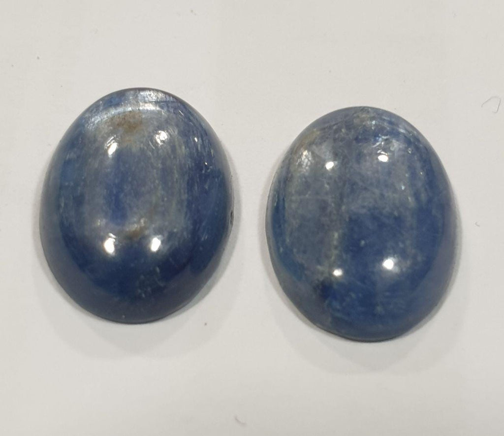 Lote de 2 cabujones ovalados de cianita de 13 x 18 mm (2 piezas)