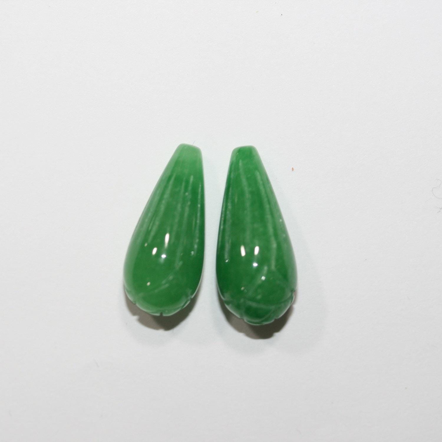 Broca de jade verde, 22 x 10 mm (par) - Ref. 1297JV