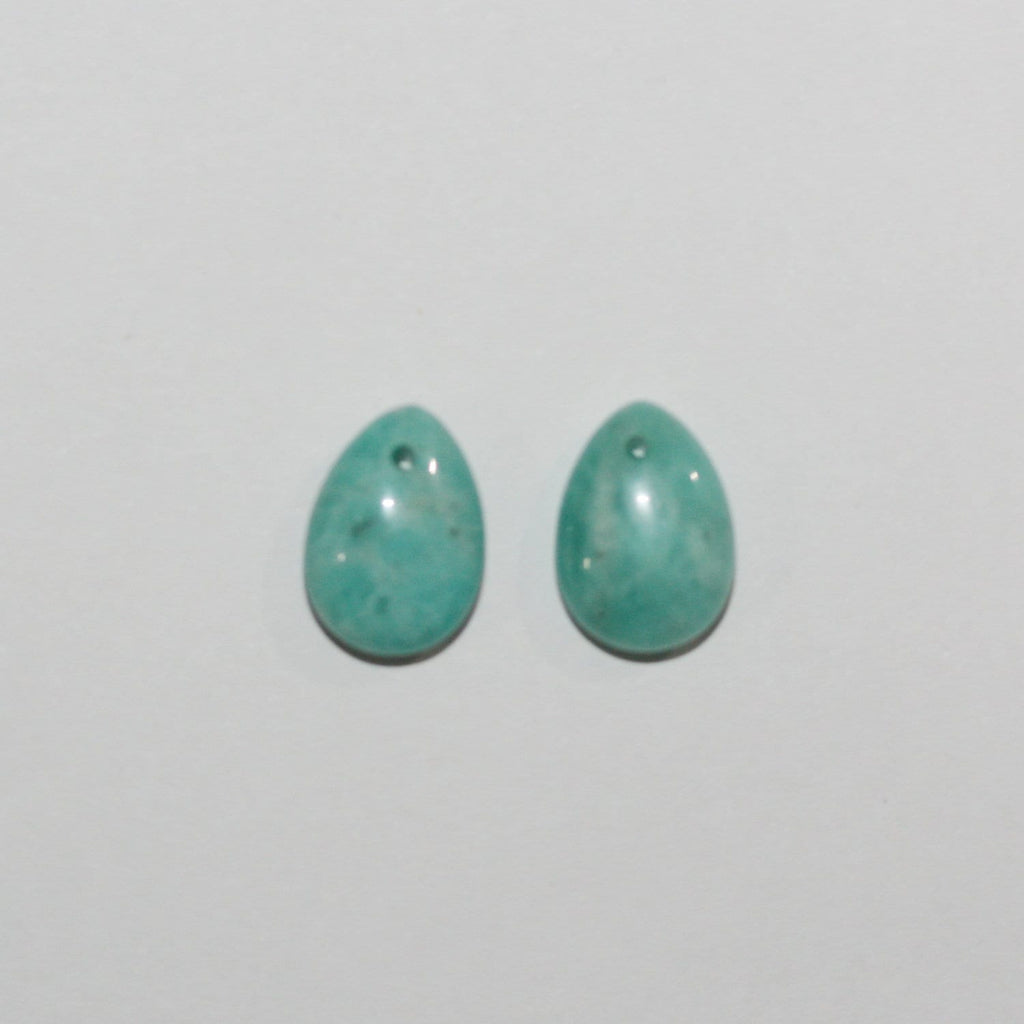 Pendentif goutte lisse en amazonite russe 14x10mm.( 1 paire )