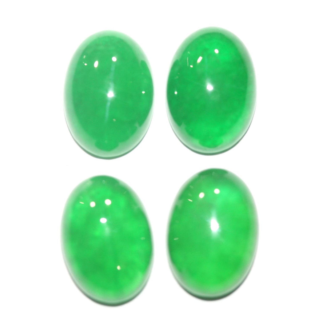 Lote de 4 cabujones ovalados de jade verde de 14 x 10 mm. (4 piezas).