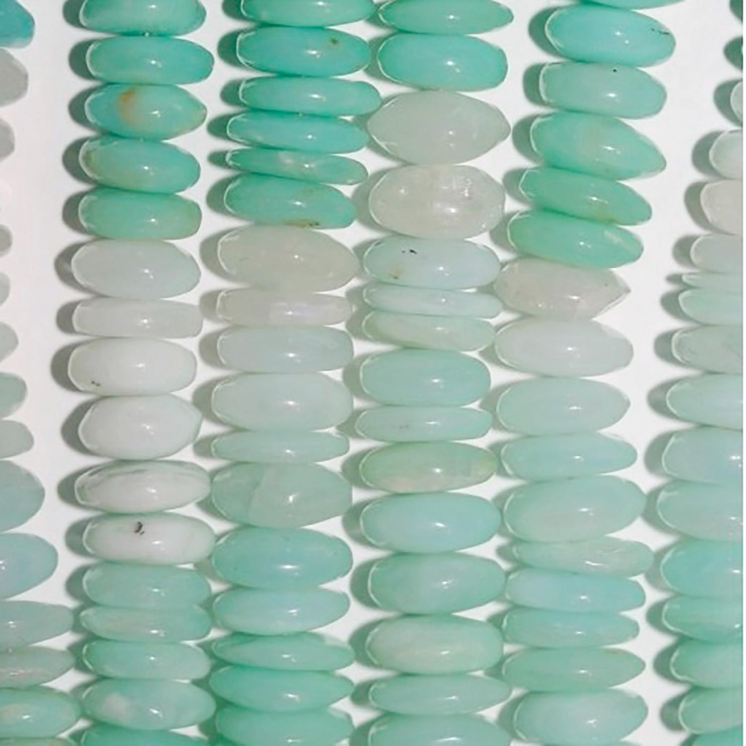 Perles rondelles lisses en opale péruvienne St, 9 x 4 mm, 40 cm environ. Longueur du fil : 41 cm environ.