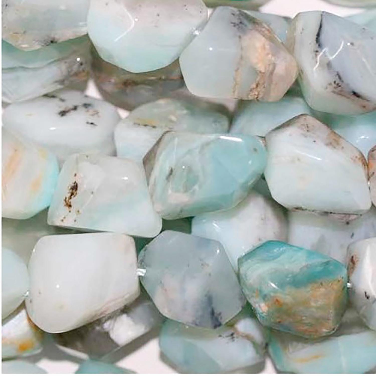 Perles de pépites lisses en opale péruvienne St (17 x 14 mm environ) - Longueur du fil : 39 cm