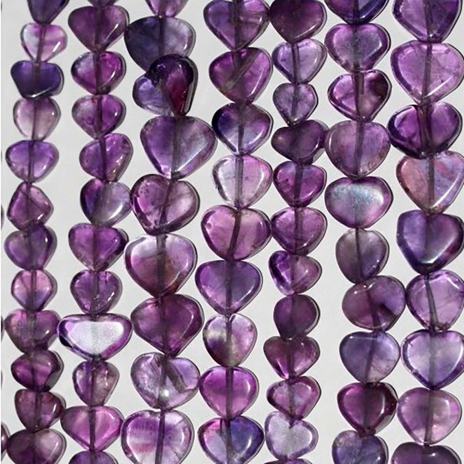 14" St Amethyst Smooth Heart Beads 10-11mm.Approx.-Strand 37cm