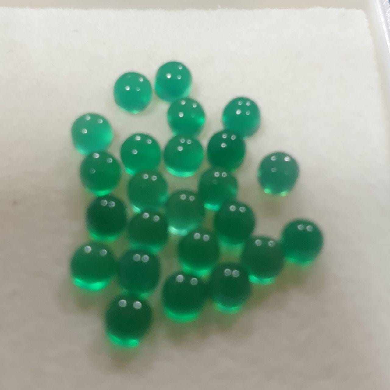 Lote de 24 cabujones redondos de ágata verde de 3 mm (24 piezas)