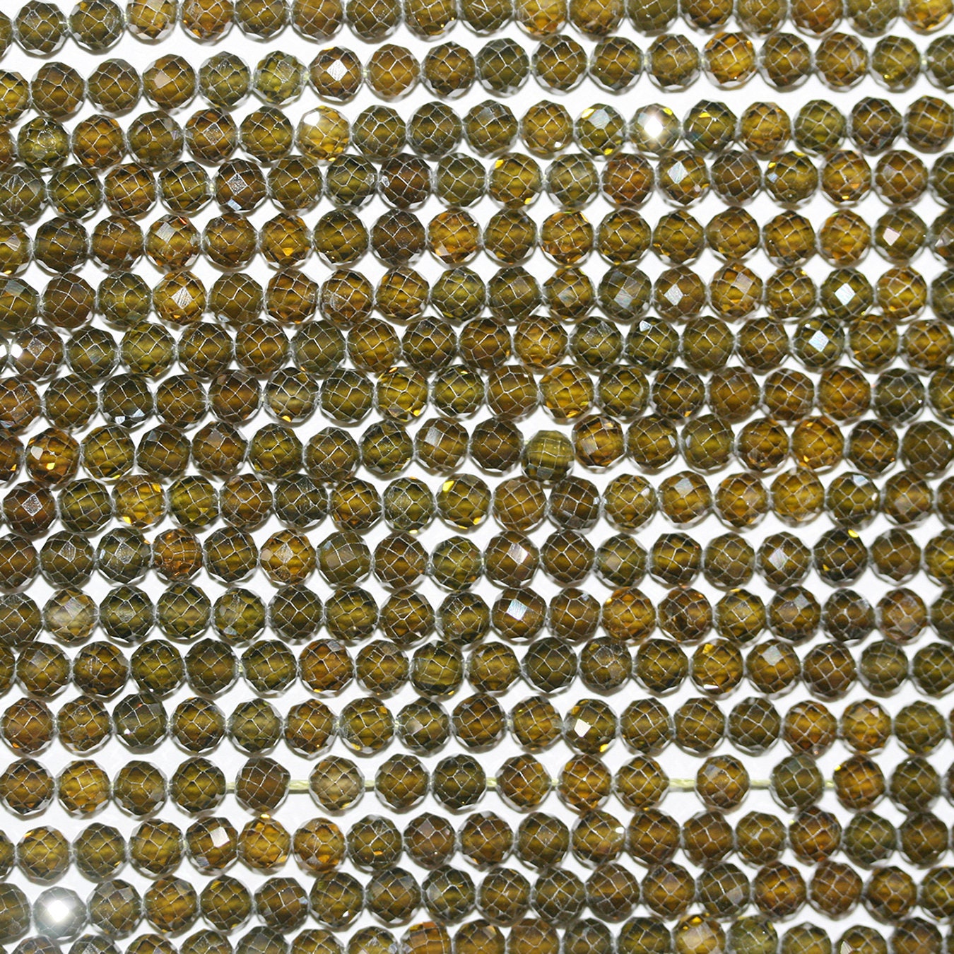 13" St Green Cubic Zirconia Faceted Round Beads 4mm.Strand 37cm