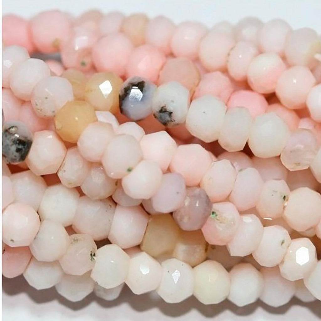 Perles rondelles à facettes en opale rose St, 14 pouces (environ 37 cm), 4 x 3 mm. Longueur du fil : 37 cm.