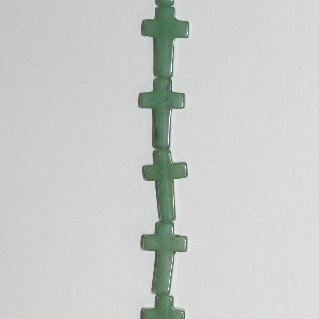 Cuentas cruzadas lisas de aventurina verde de 16" (20 x 12 mm) - Hilo de 40 cm