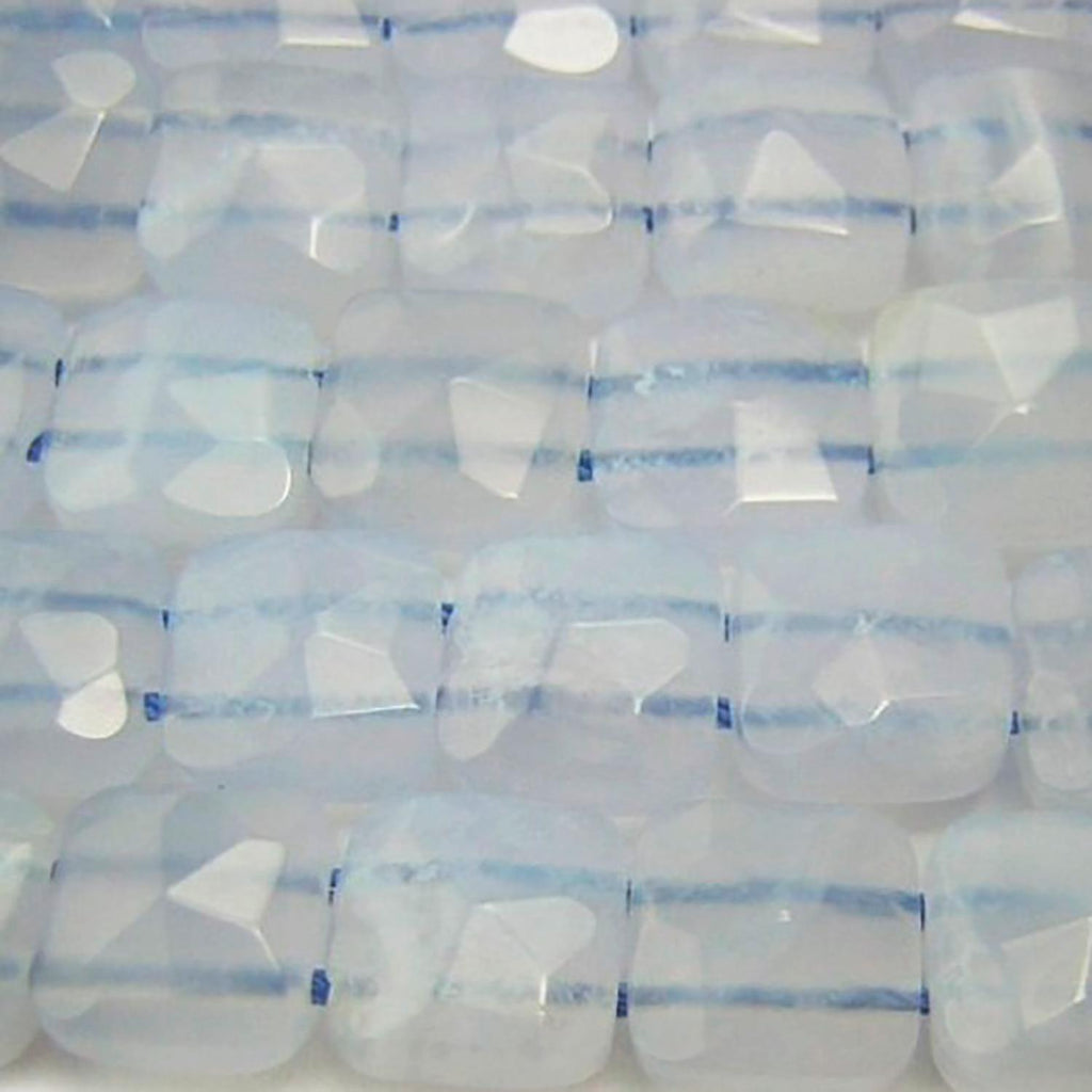 Cuentas cuadradas facetadas de calcedonia de Santa, 16", 8 mm (doble taladro), hilo de 40 cm