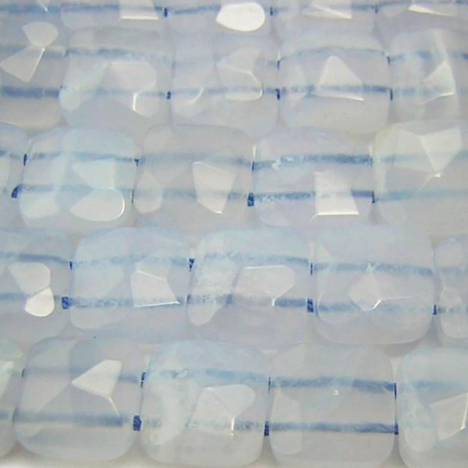 Cuentas cuadradas facetadas de calcedonia de Santa, 16", 8 mm (doble taladro), hilo de 40 cm