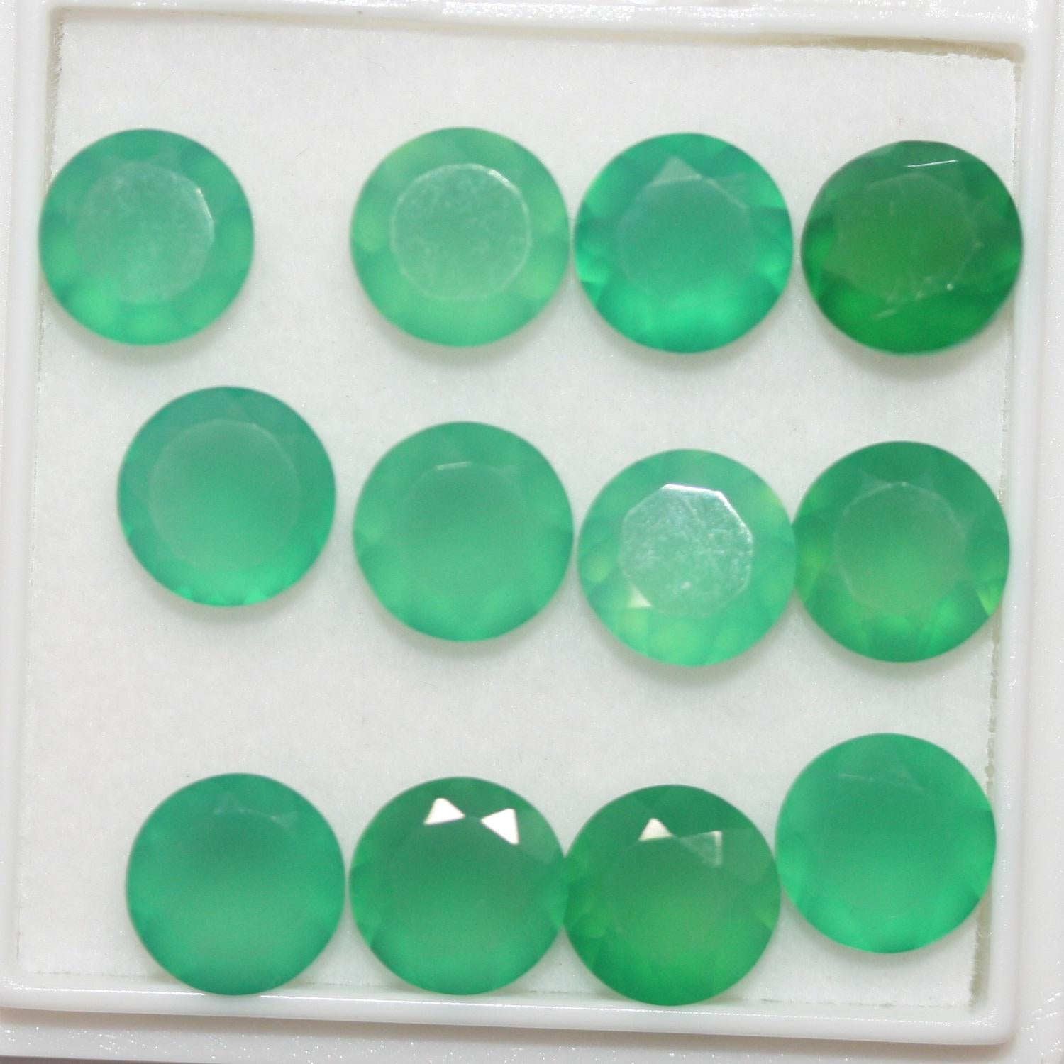 Lot de 12 pierres rondes à facettes en onix vert de 8 mm. - Pierres précieuses de qualité supérieure, vente en gros.