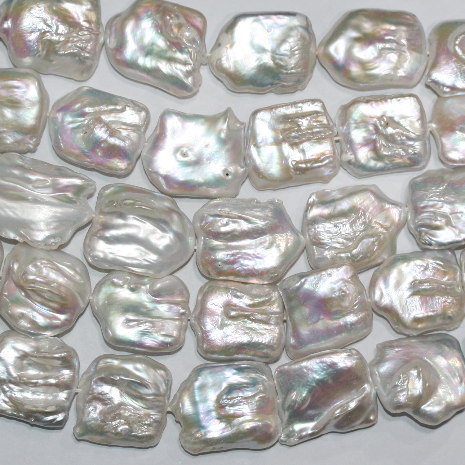 Perla Barroca de Agua Dulce de 16" (23x20 mm aprox.) - Hilo de 40 cm - Precios al por mayor de Perlas Naturales