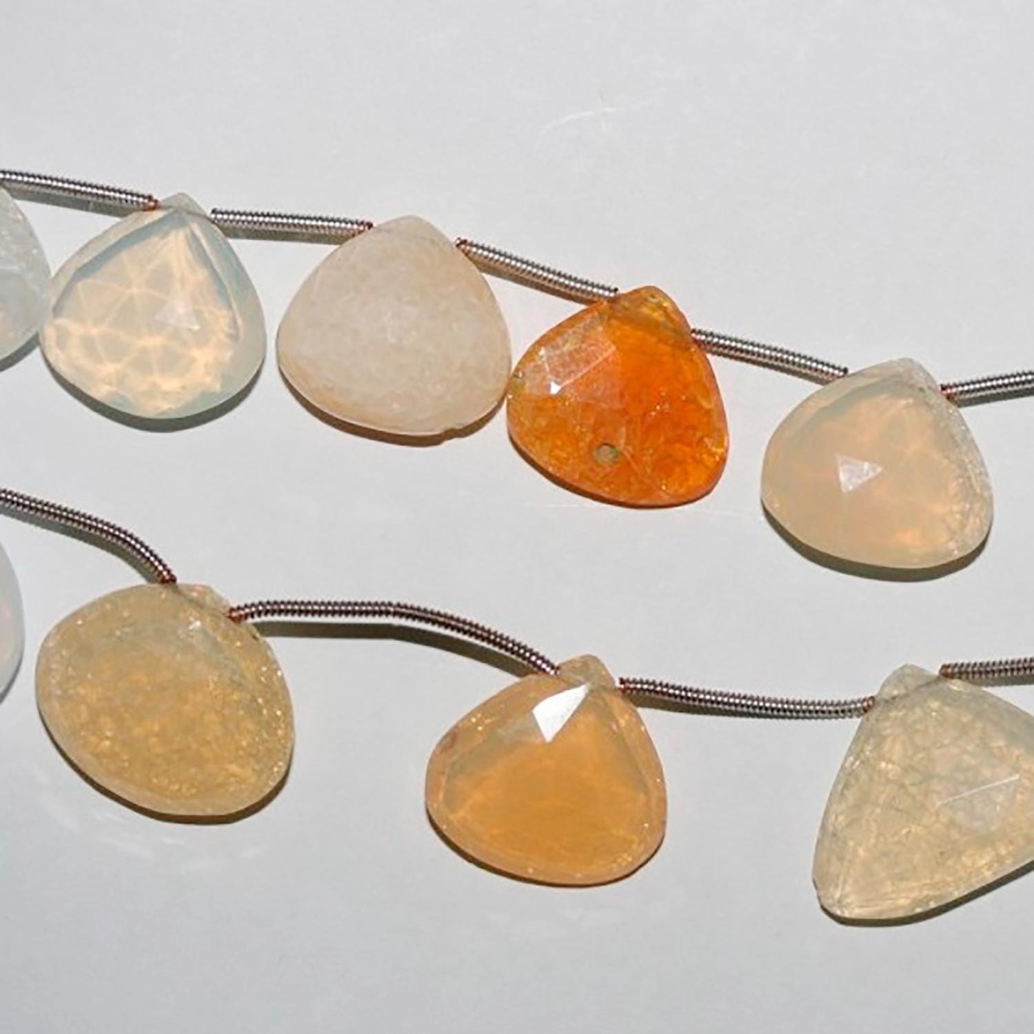 Perles en forme de goutte à facettes en opale de feu St 8" 14-16 mm.-Environ- 20 cm.