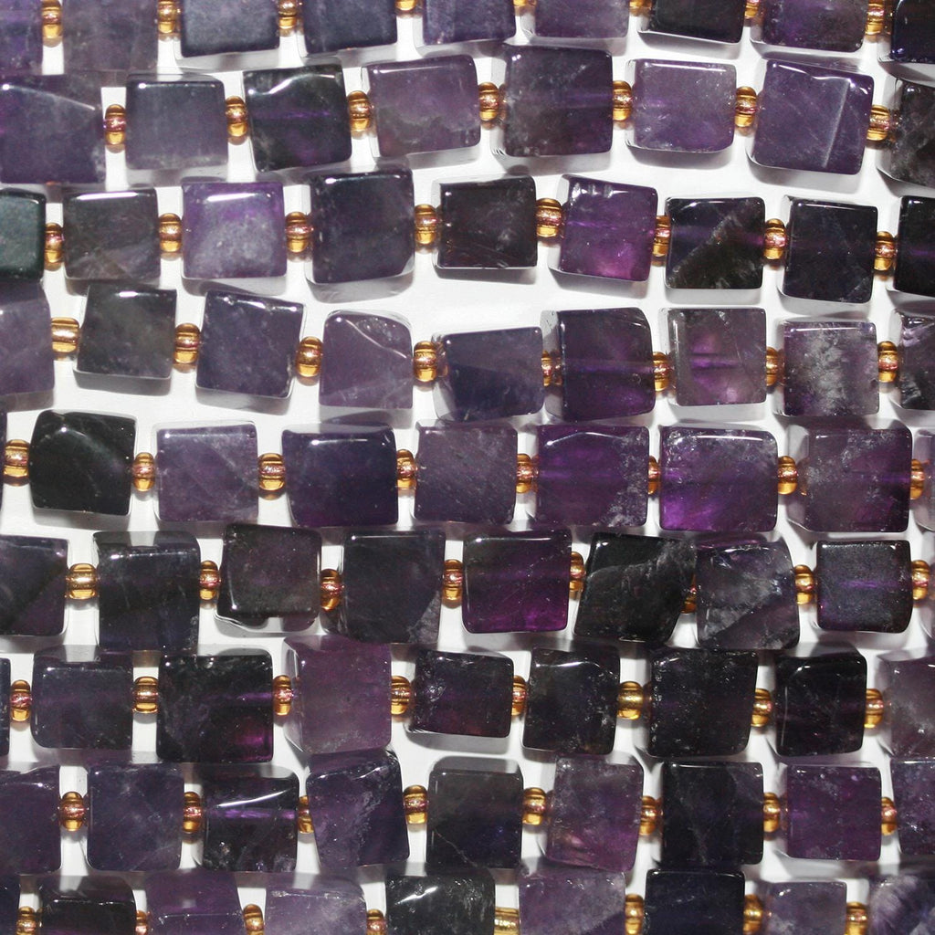 15" St Améthyste Cube Lisse Irrégulier Perles 8-9mm Environ-Rig 39cm.