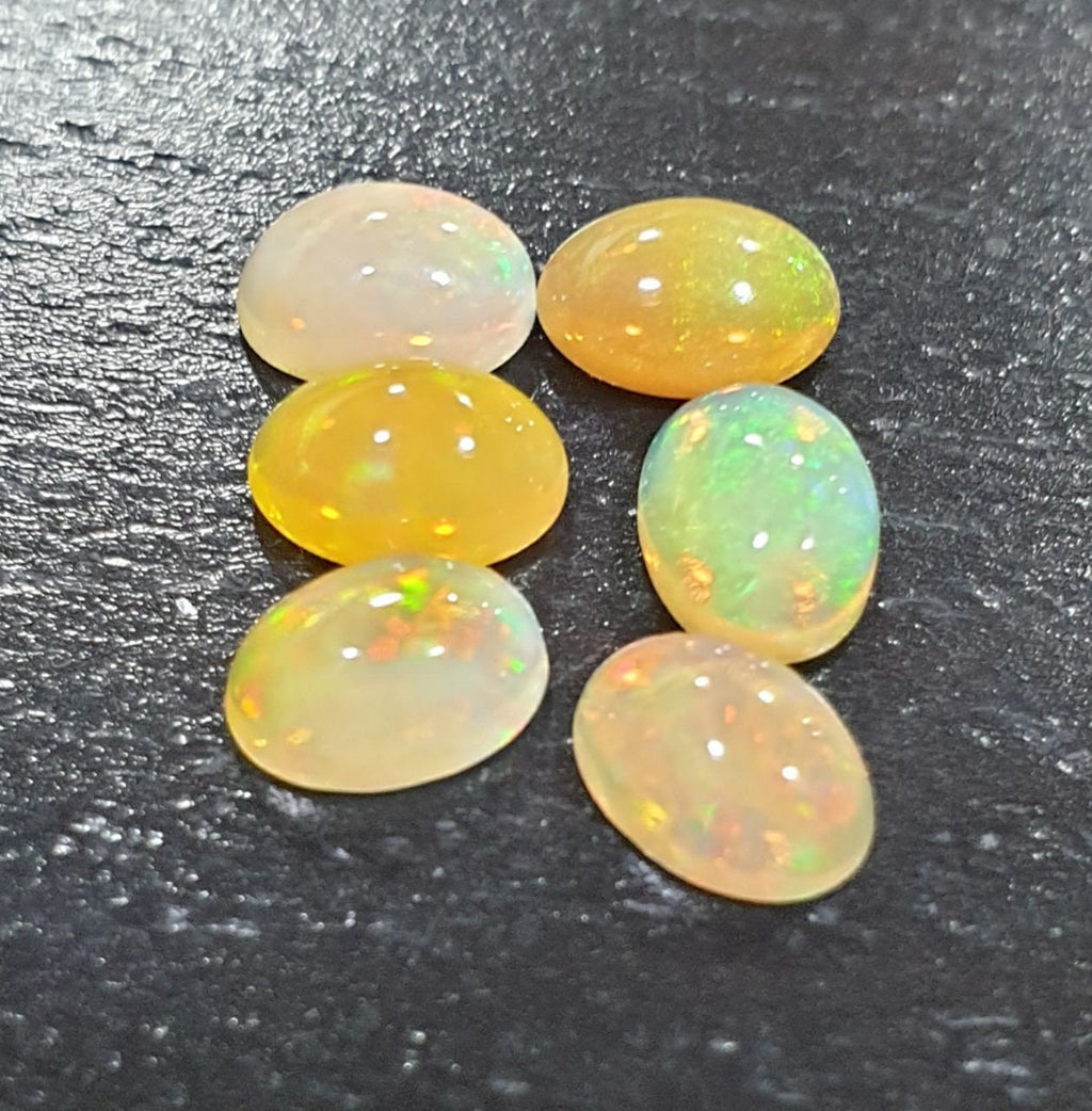 Lote de 6 cabujones ovalados de ópalo Wello natural de 7 x 5 mm (AAA) - Venta al por mayor - Lotes de piedras preciosas - Gema sin tratar