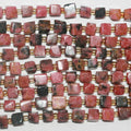 Perles cubiques irrégulières lisses en rhodonite St de 15 pouces, environ 6 mm - Fil de 39 cm.