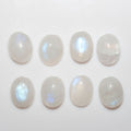 Lote de 8 cabujones ovalados de piedra lunar de 9 x 7 mm. (8 uds.)