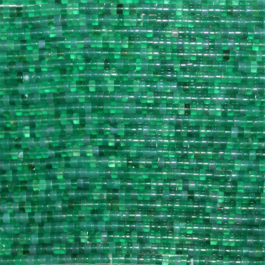 16" Cuentas de disco lisas de ágata verde St 4x2 mm.- Hilo 40cm.