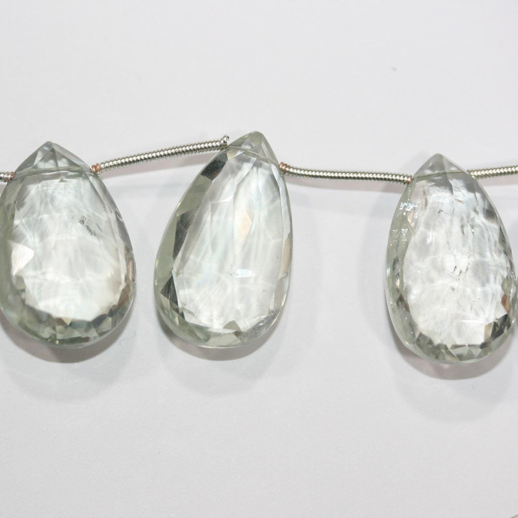 Cuentas de prasiolita de 5" facetadas, 22 x 14 mm. Aprox. - Hilo de 15 cm. - Artículo 14904