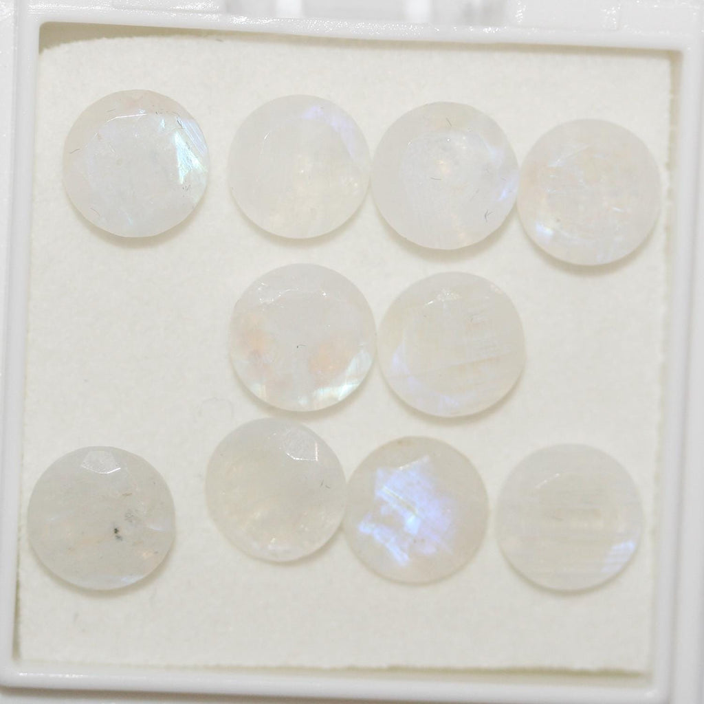 10Pcs Lot Moonstone Faceted Round 8mm.-(10 pcs.)