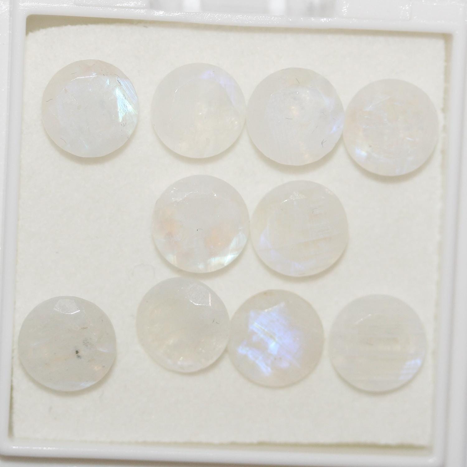 10Pcs Lot Moonstone Faceted Round 8mm.-(10 pcs.)