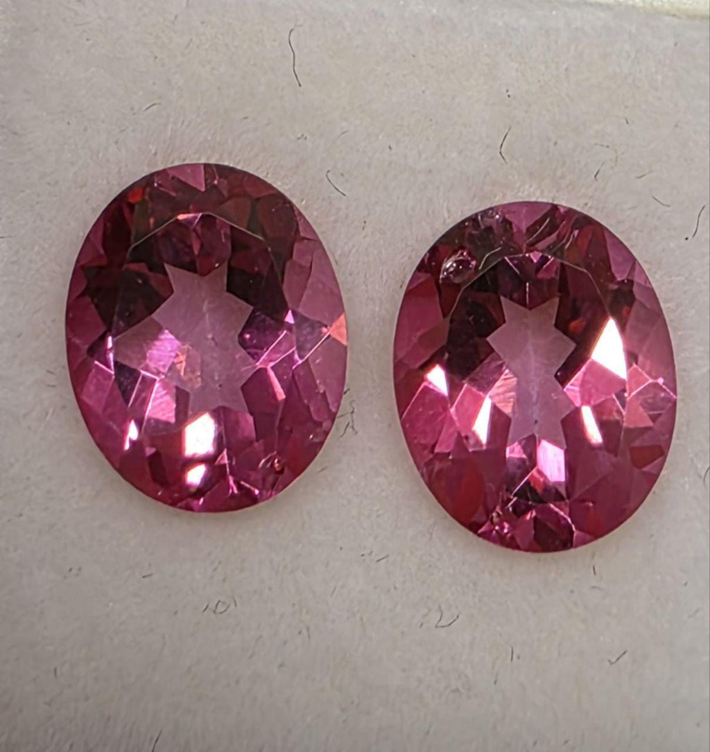 1 Pair AAA Pink Topaz Faceted Oval 10x8mm - Gems Gemstones Wholesale
