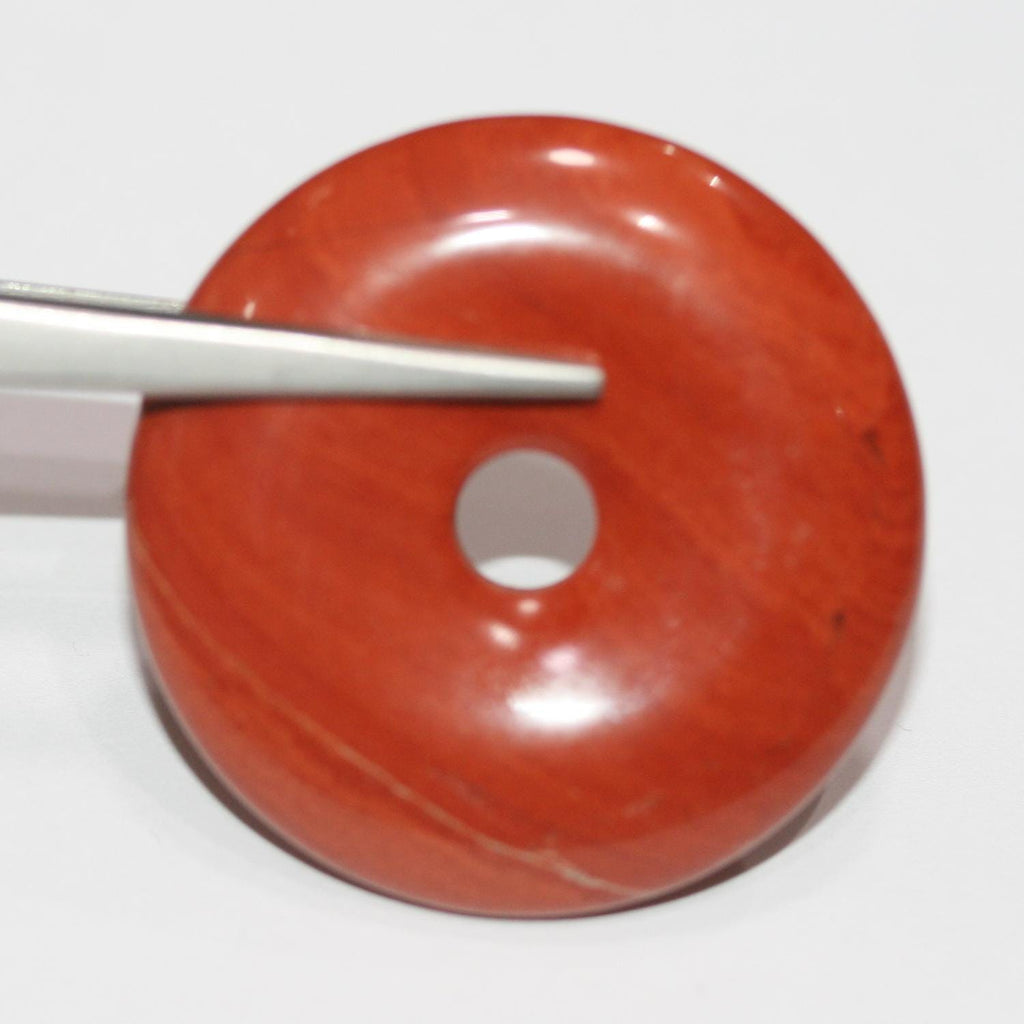 Colgante de donut liso de jaspe rojo de 35-40 mm