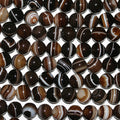14" St Brown Stripe Agate Smooth Round Beads 10mm.-Strand 38cm