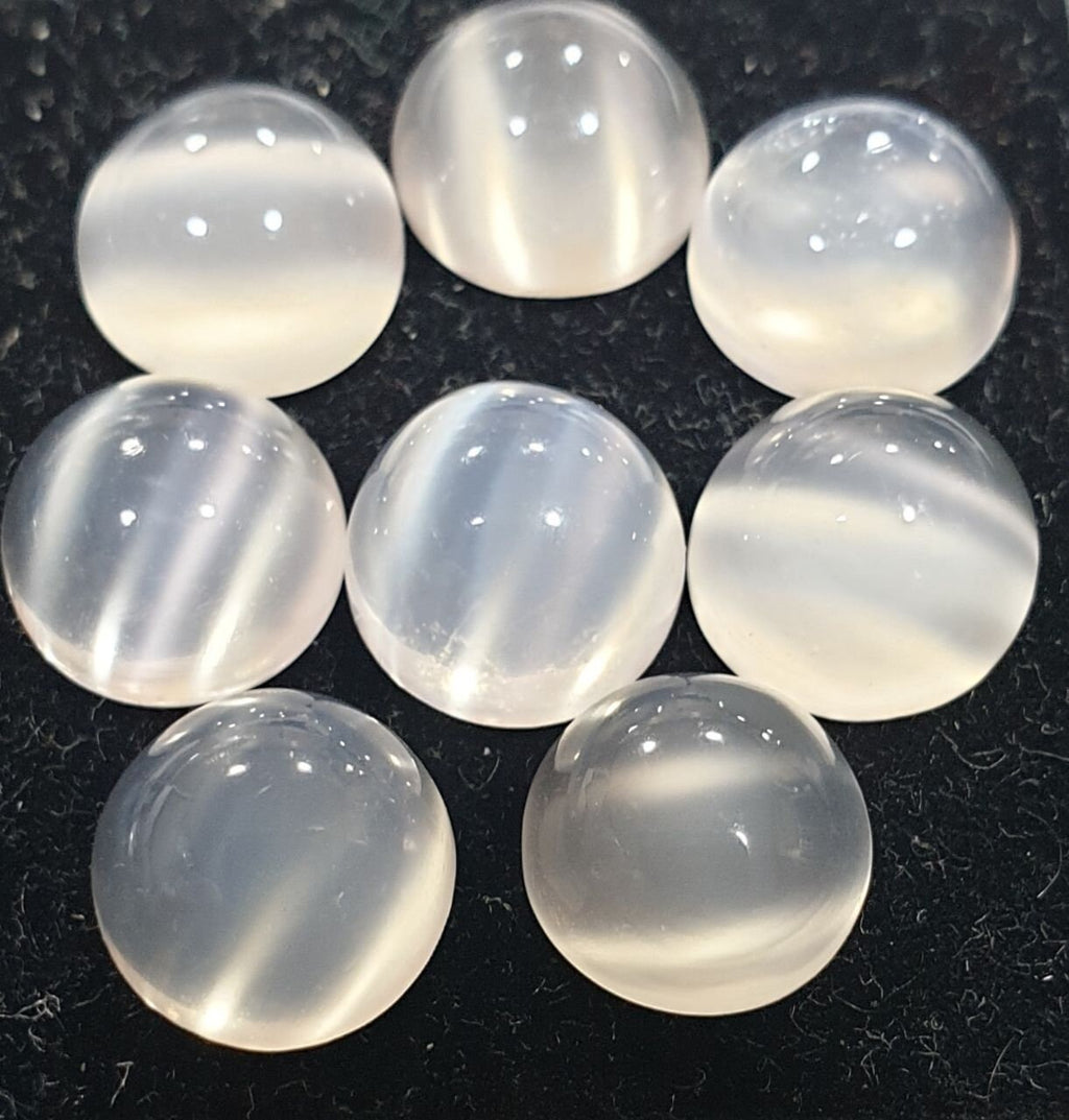 Lote de 8 cabujones redondos de piedra lunar ojo de gato de 9 mm (8 unidades).