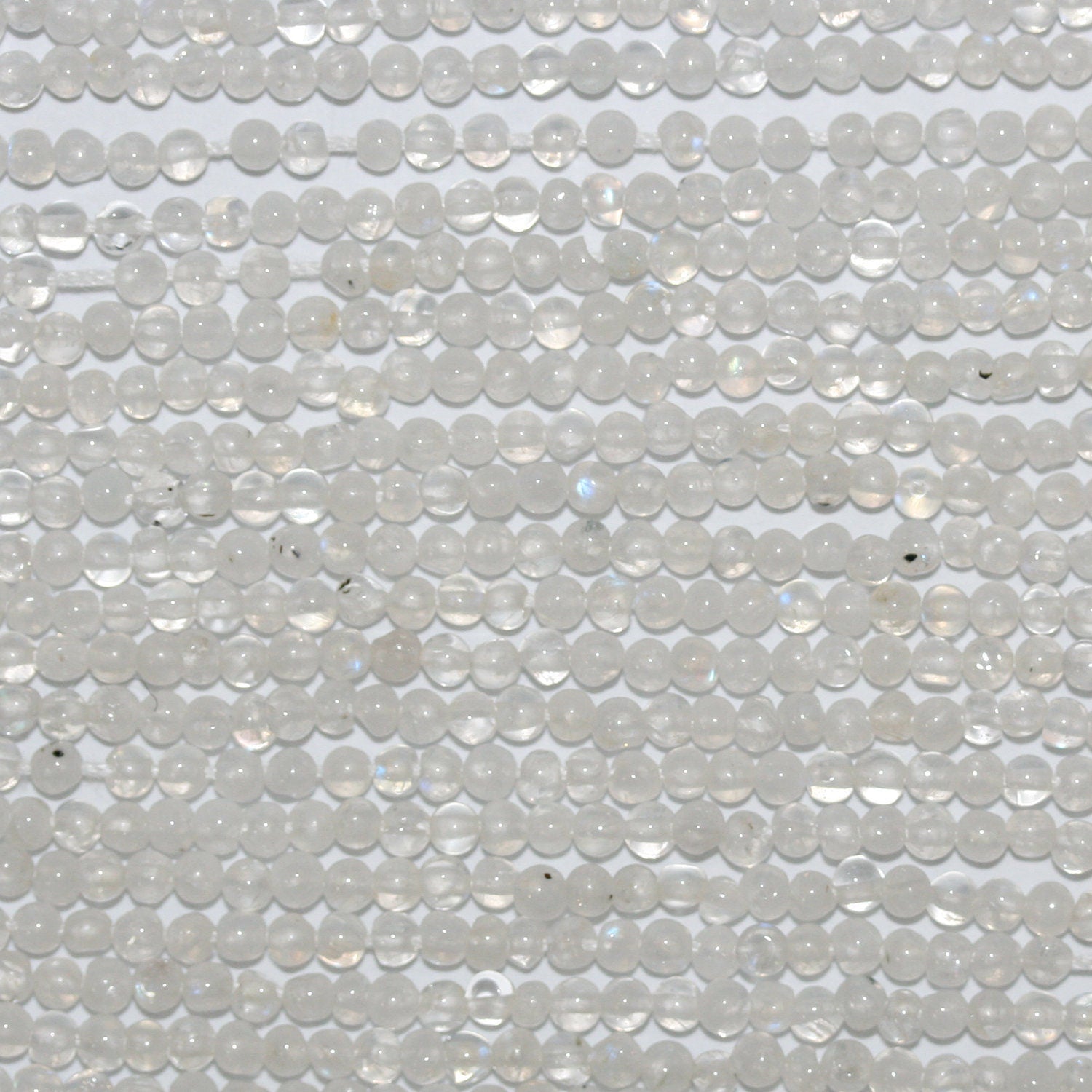 Perles rondes lisses en pierre de lune St 15" 2 mm.-Rig 39 cm.