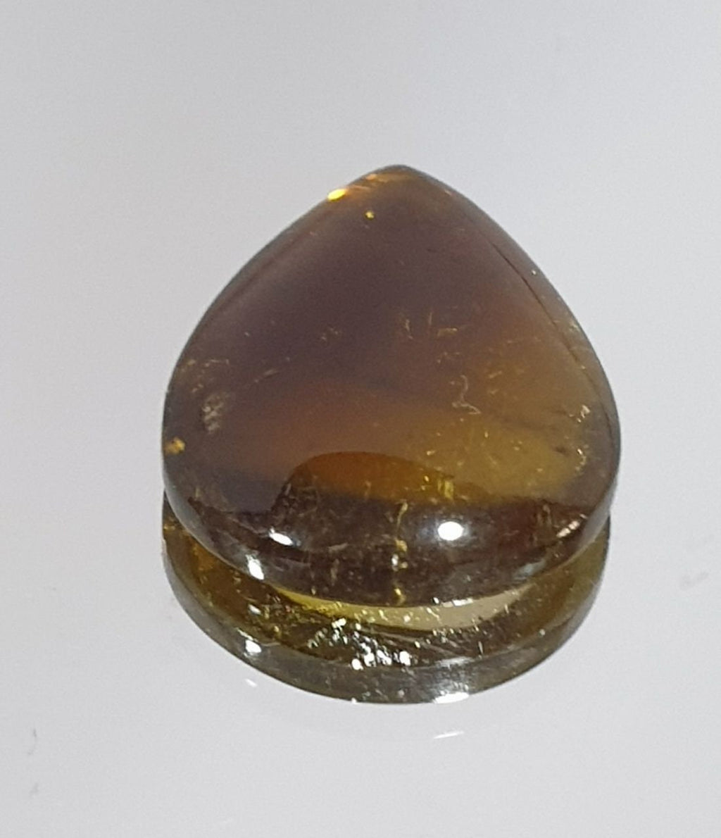 Bicolor Brown  Yellow Tourmaline Drop Flat Cabochon 15x11.5mm.(4.65ct.).