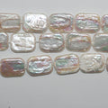 Perles de culture naturelles de 39 cm (15 pouces), forme rectangulaire irrégulière, 18 x 13 mm environ. Collier de 39 cm. Prix de gros.