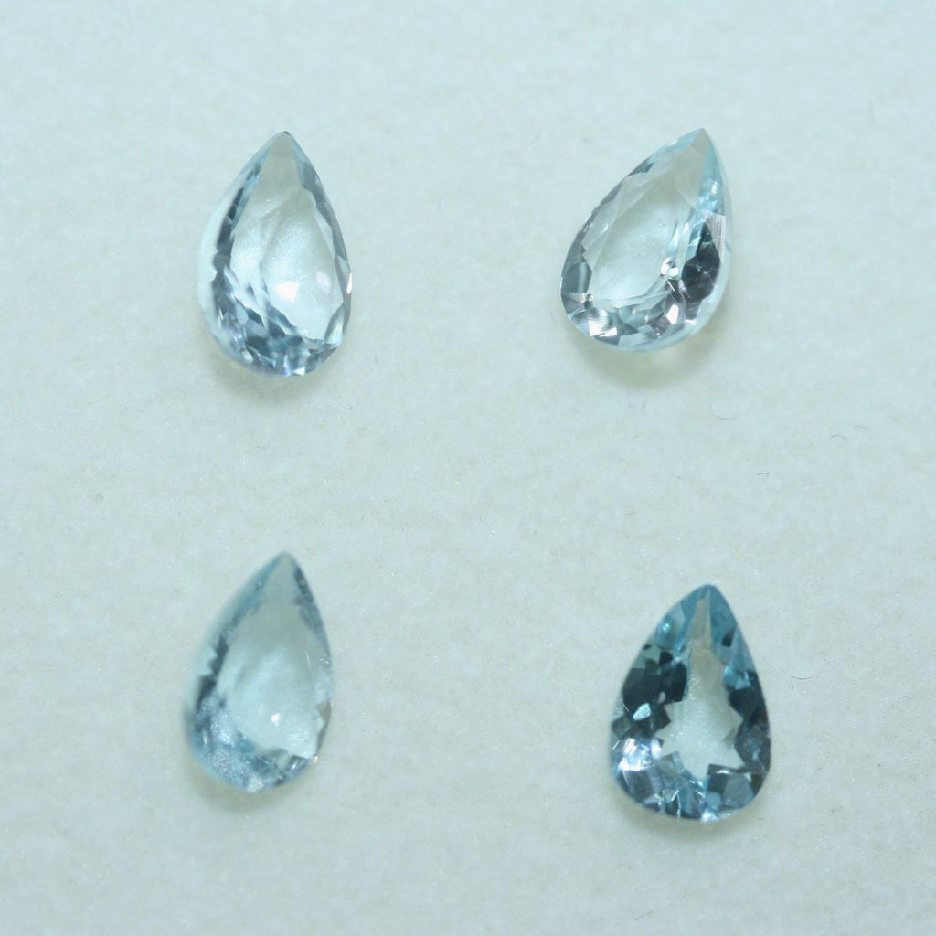 Lote de Aguamarina Facetada Gota 7x5mm.- (4 Piezas)- Gemas al por Mayor Piedra Cortada de Máxima Calidad