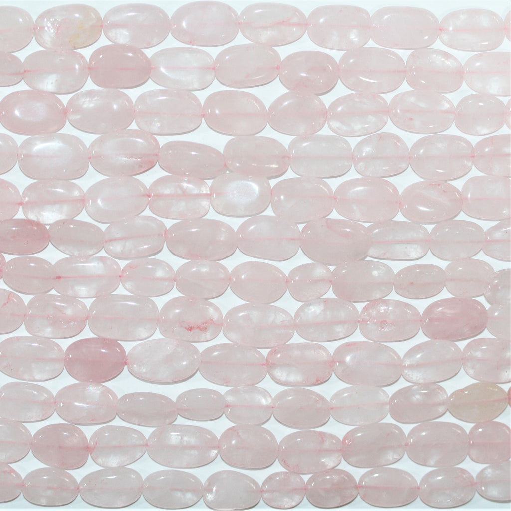 13" St Rose Quartz Smooth Oval Beads 14x9mm. Approx.- Strand 33cm.